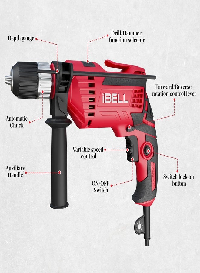 IBELL TOOLS IBELL Impact Drill ID13-80, 650W, Copper Armature, Chuck 13mm Keyless Auto, 2800 RPM, 2 mode selector, Forward/Reverse with variable speed - Image 3